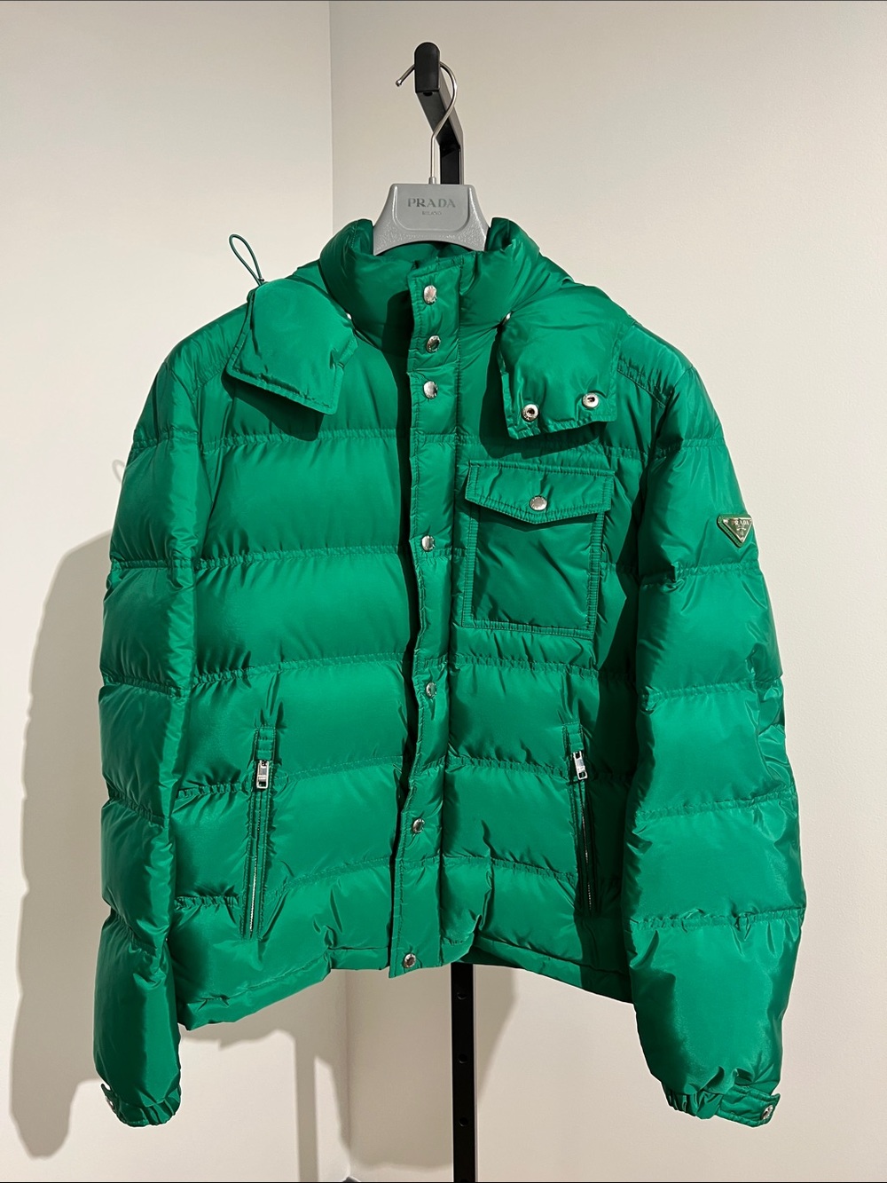 Prada Kids Emerald Green Quilted Puffer Jacket